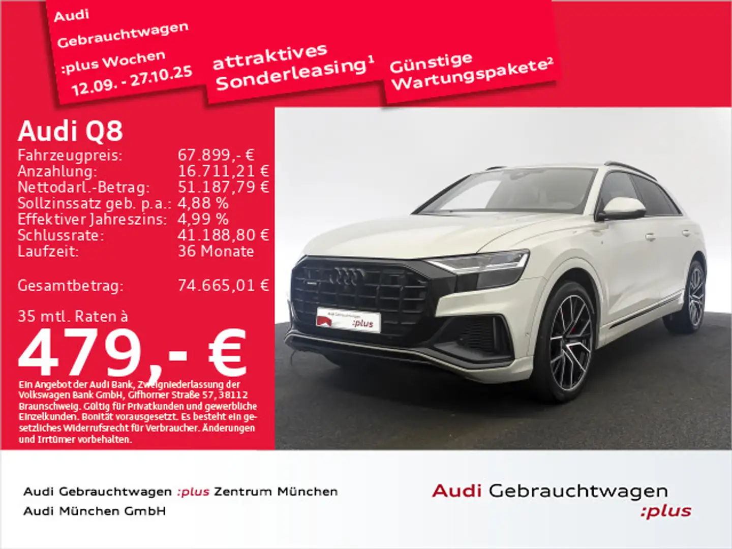 Audi Q8 55 TFSI e qu. tiptr. S line Pano/LuftFed/ACC Beige - 1