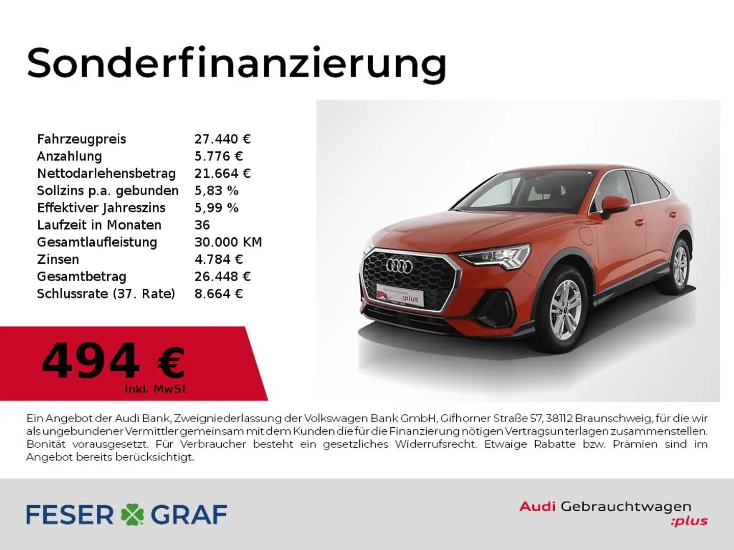 Audi Q3 Sportback 45 TFSI e S tronic /AHK/Kamera/LED Orange - 1