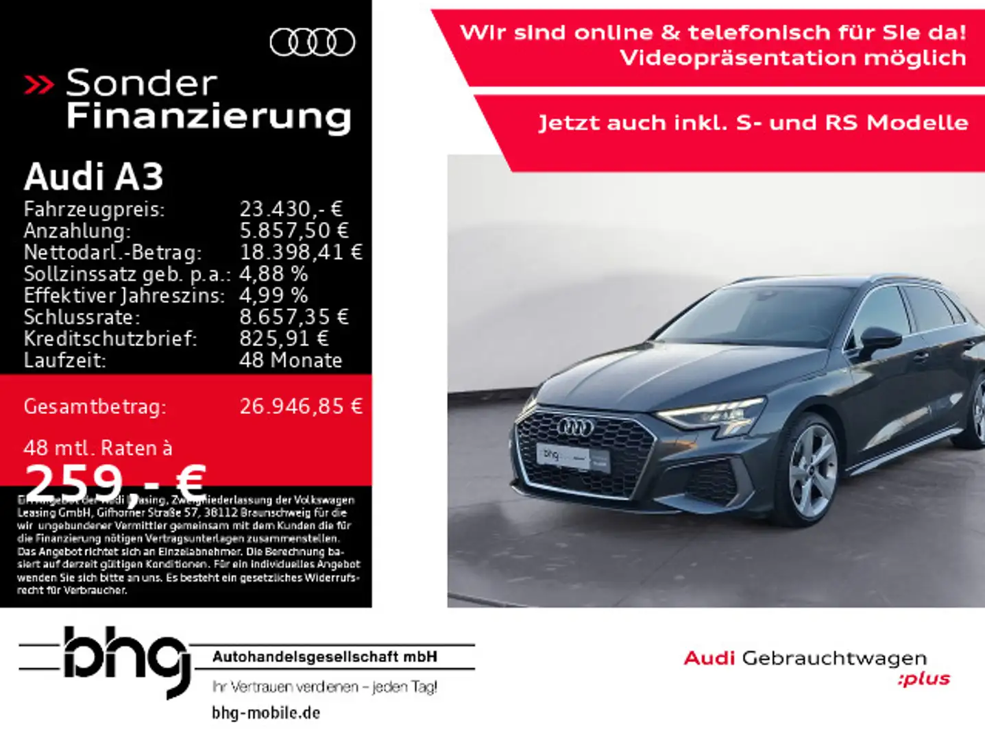 Audi A3 30 TFSI Sportback Gris - 1