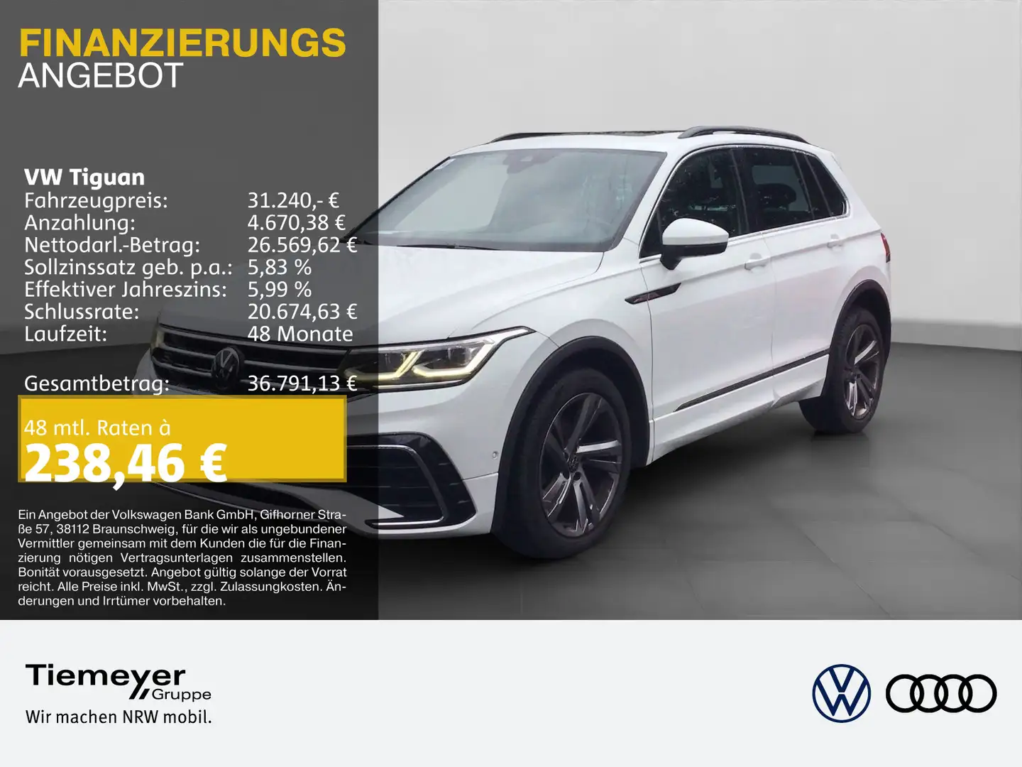 Volkswagen Tiguan 2.0 TDI R-LINE MATRIX PANO KAMERA AHK Weiß - 1