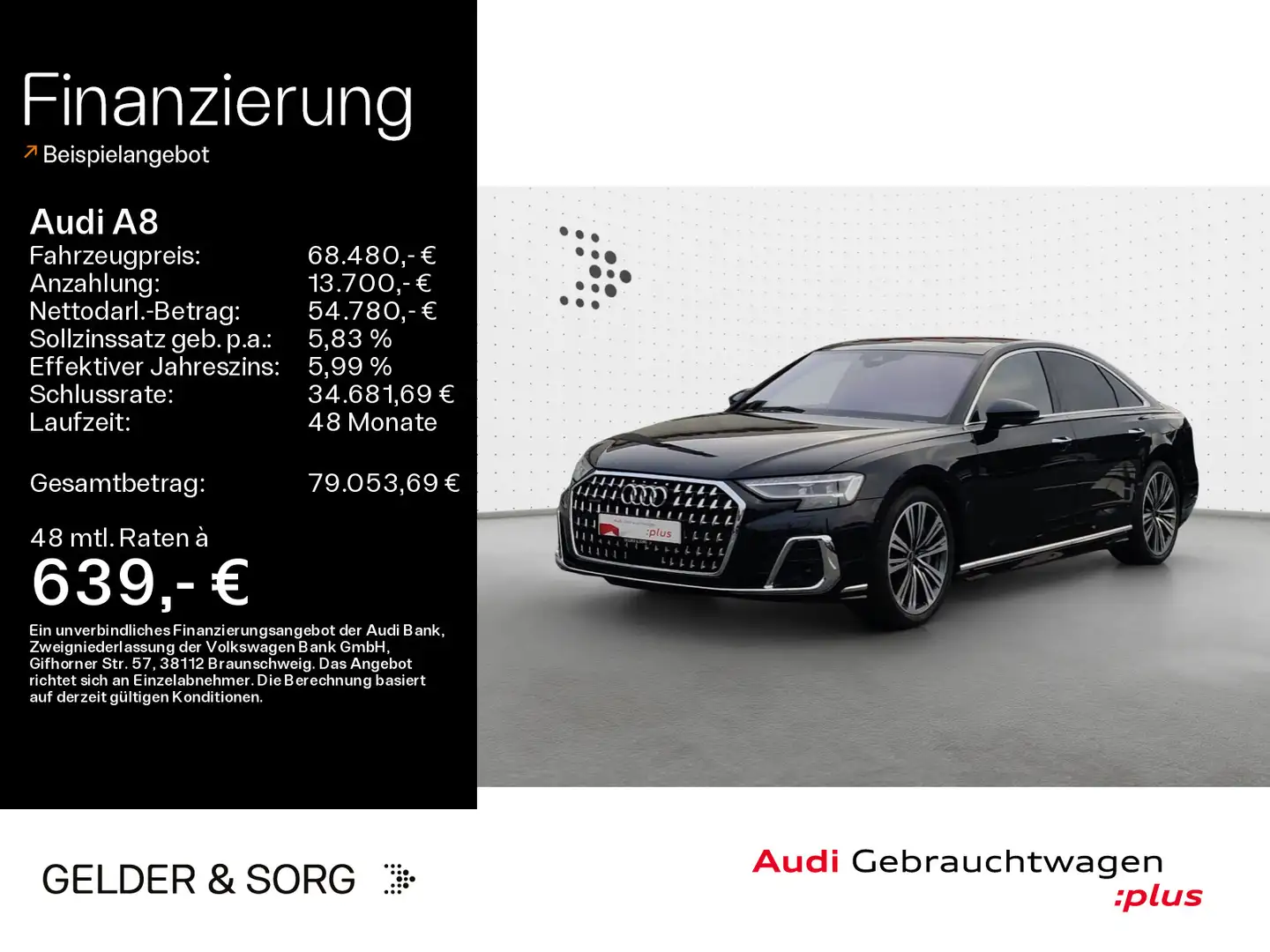 Audi A8 60 TFSIe quattro Matrix*360°*HuD*Pano*Air*B&O Schwarz - 1