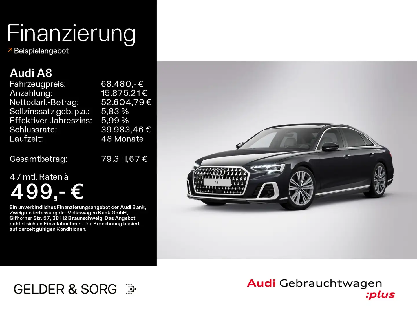Audi A8 60 TFSIe quattro Matrix*360°*HuD*Pano*Air*B&O Schwarz - 1