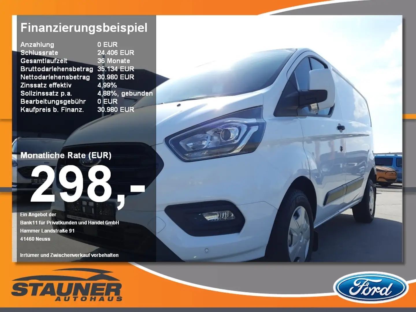 Ford Transit Custom Kasten 2.0 TDCi 280L1 Trend PDC Weiß - 1