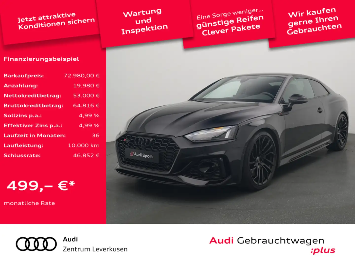 Audi RS5 Coupe LASER RAUTE MEMORY LEDER KAM 360° N Negru - 1
