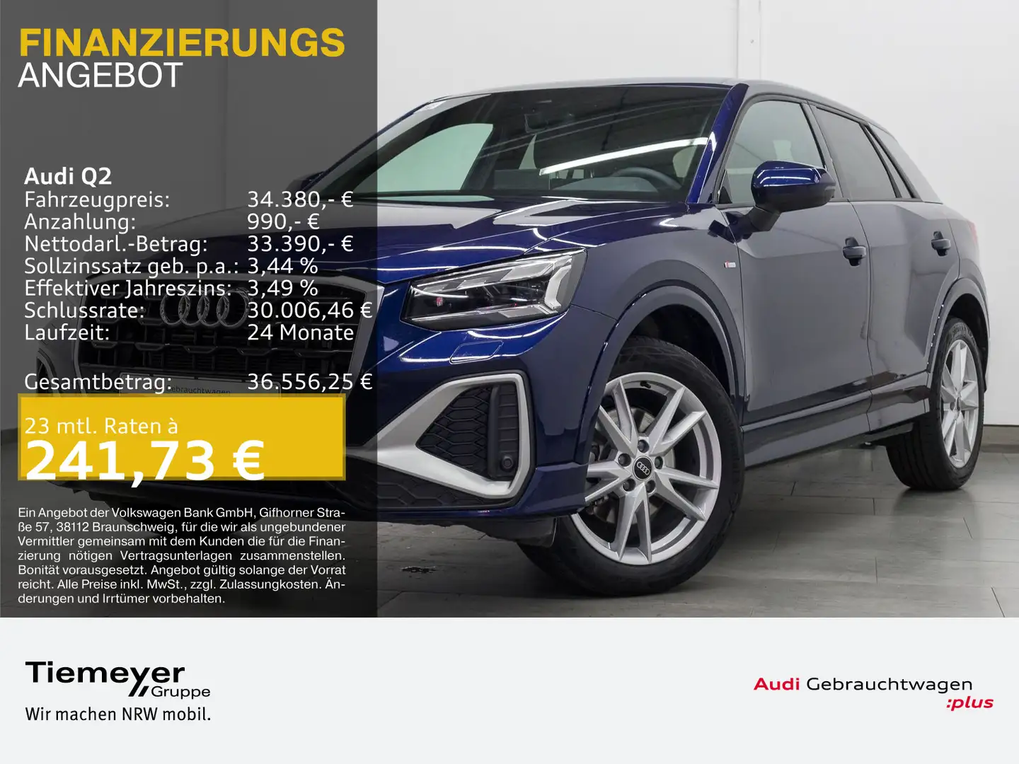 Audi Q2 40 TFSI Q 2x S LINE LM18 KAMERA MATRIX NAVI+ Blau - 1