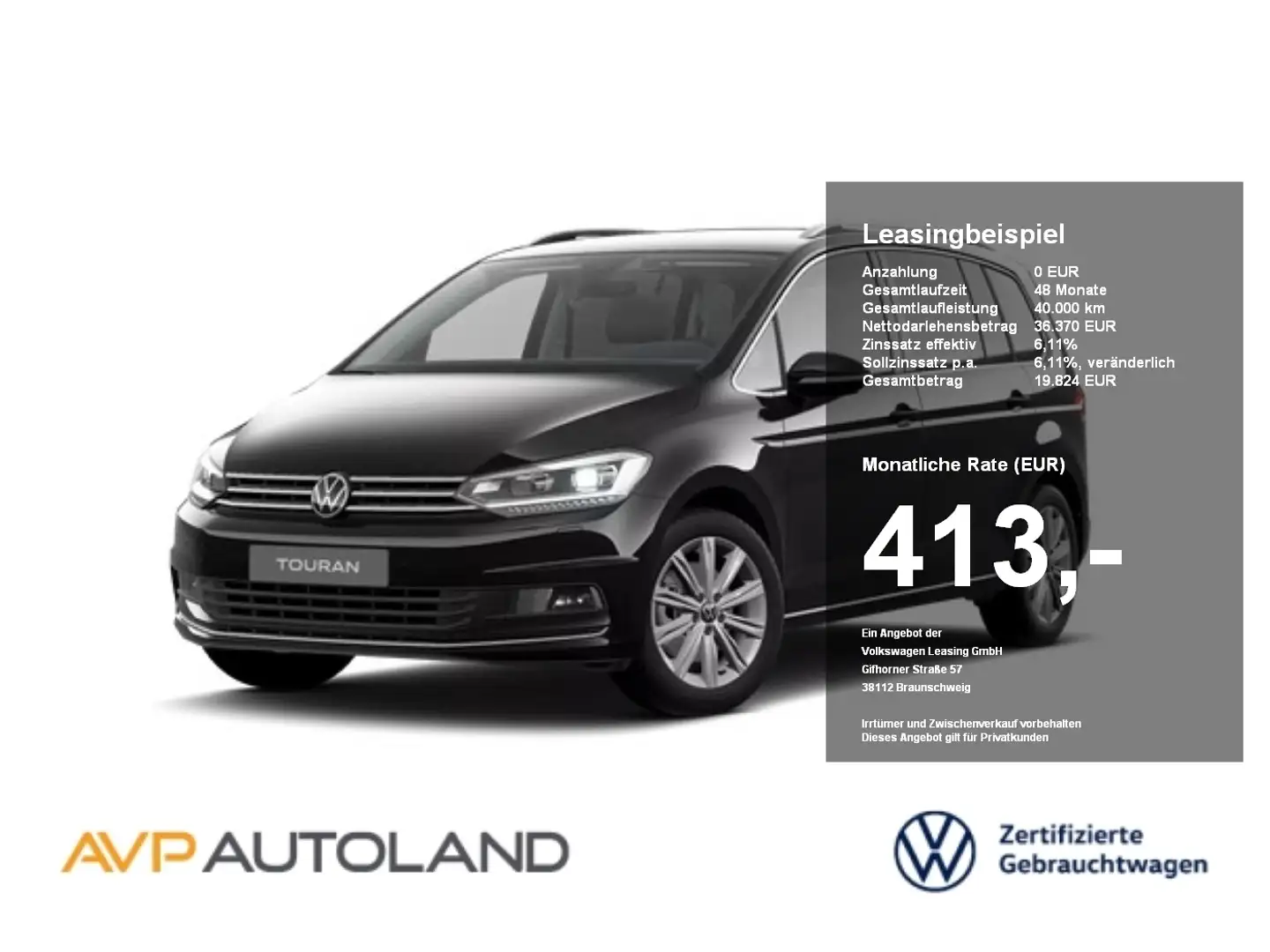 Volkswagen Touran 2.0 TDI DSG Highline | NAVI | LED | AHK | Schwarz - 1