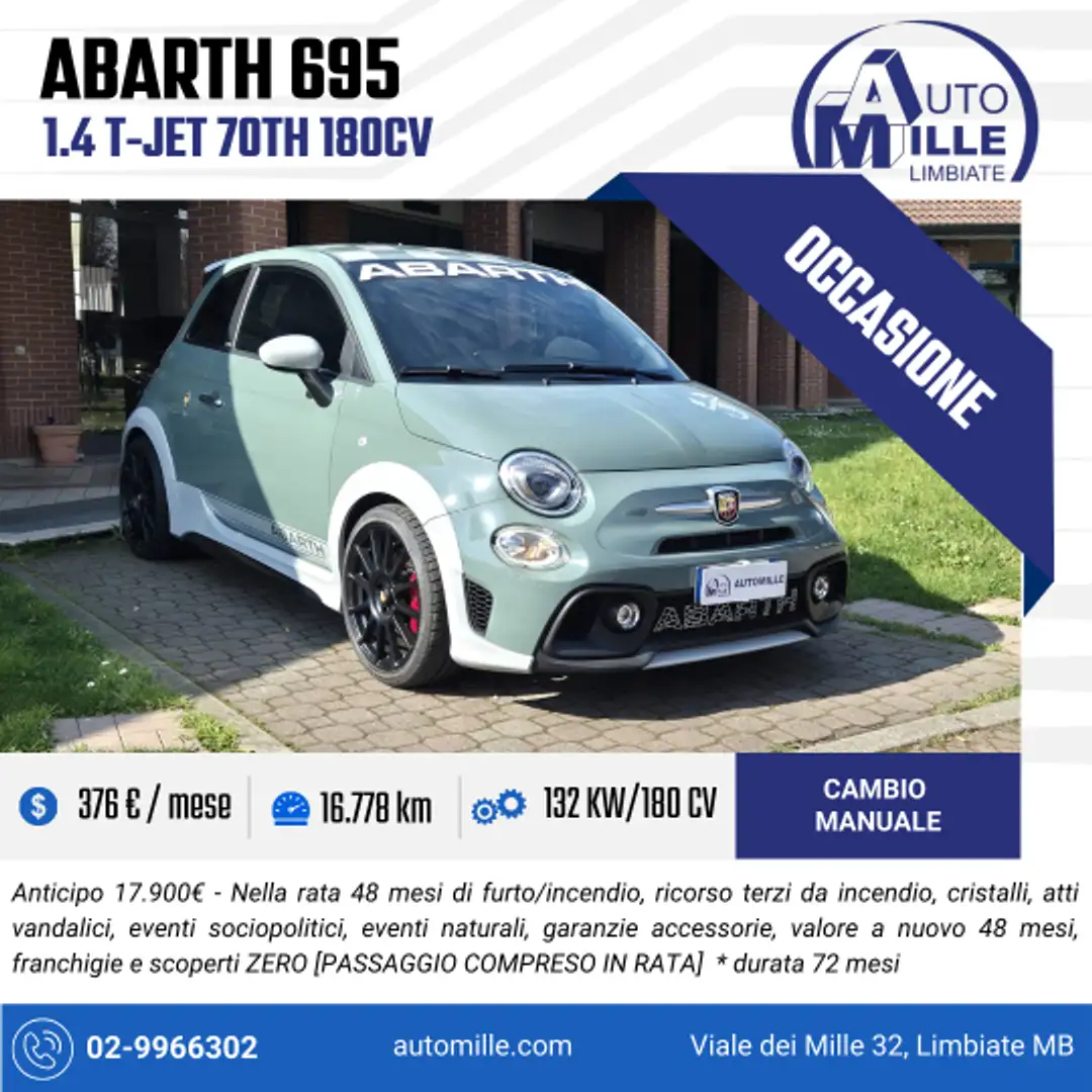 Abarth 695 1.4 t-jet 70th 180cv Зелений - 1