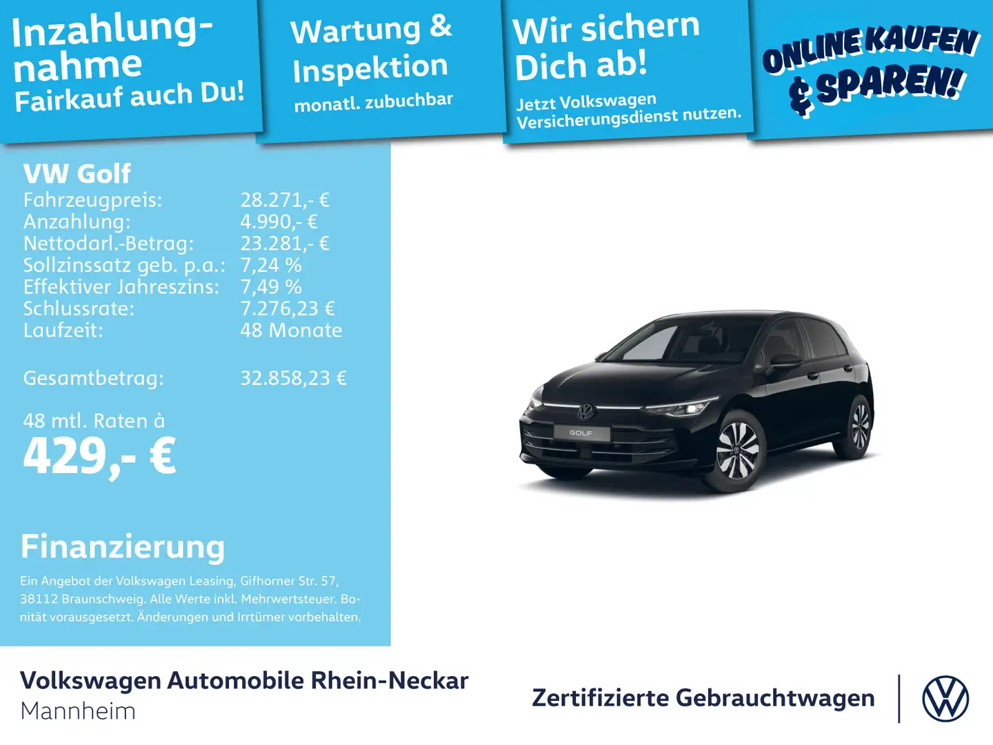 Volkswagen Golf 2.0 TDI GOAL DSG Navi AHK Kamera uvm Schwarz - 1
