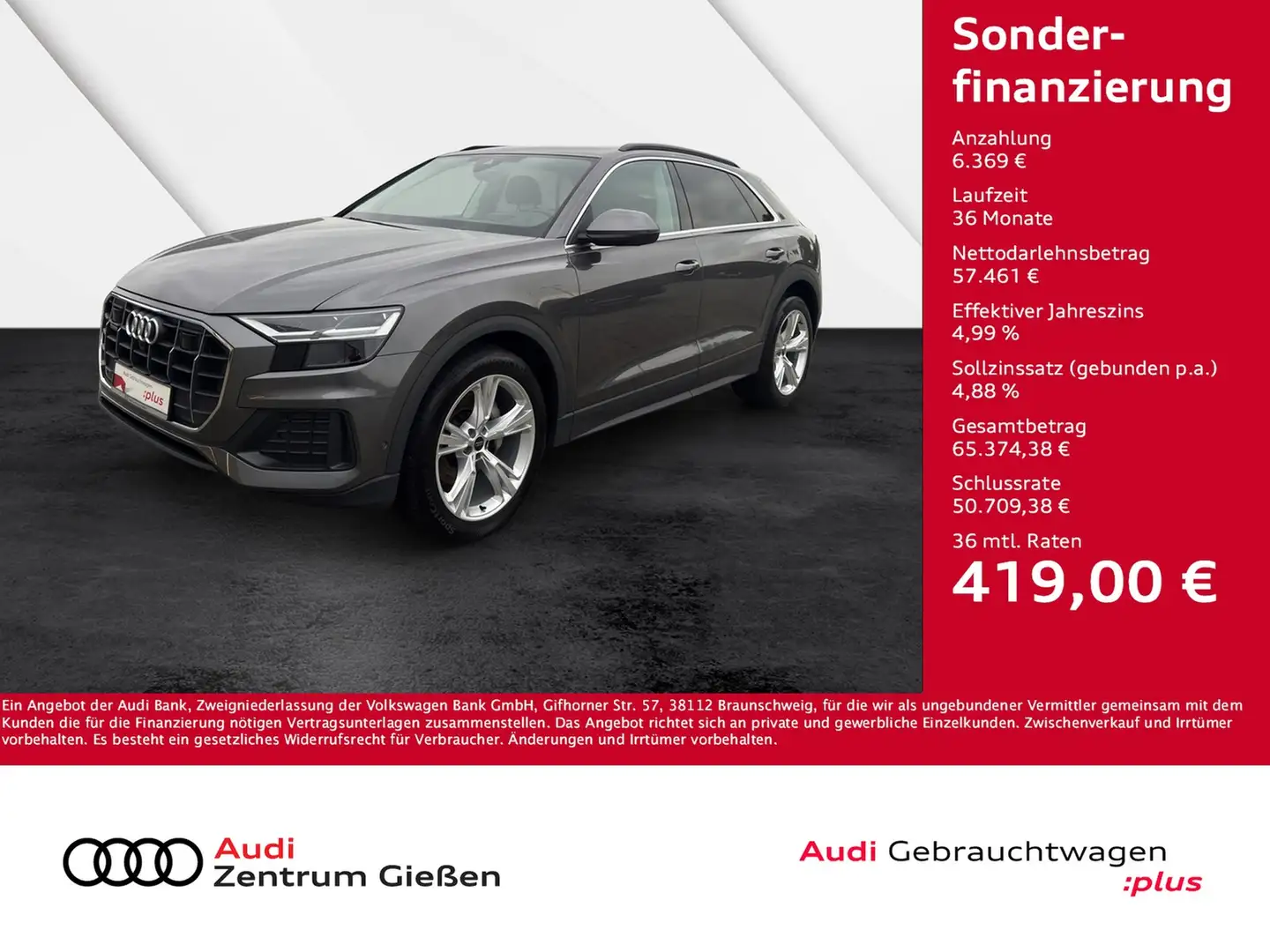 Audi Q8 50 TDI quattro HuD AHK 360°Kamera Luftfederung Grau - 1