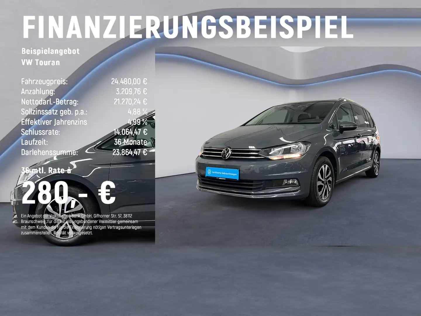 Volkswagen Touran Active 1.5 TSI AHK+NAVI+SHZ+PDC Grau - 2
