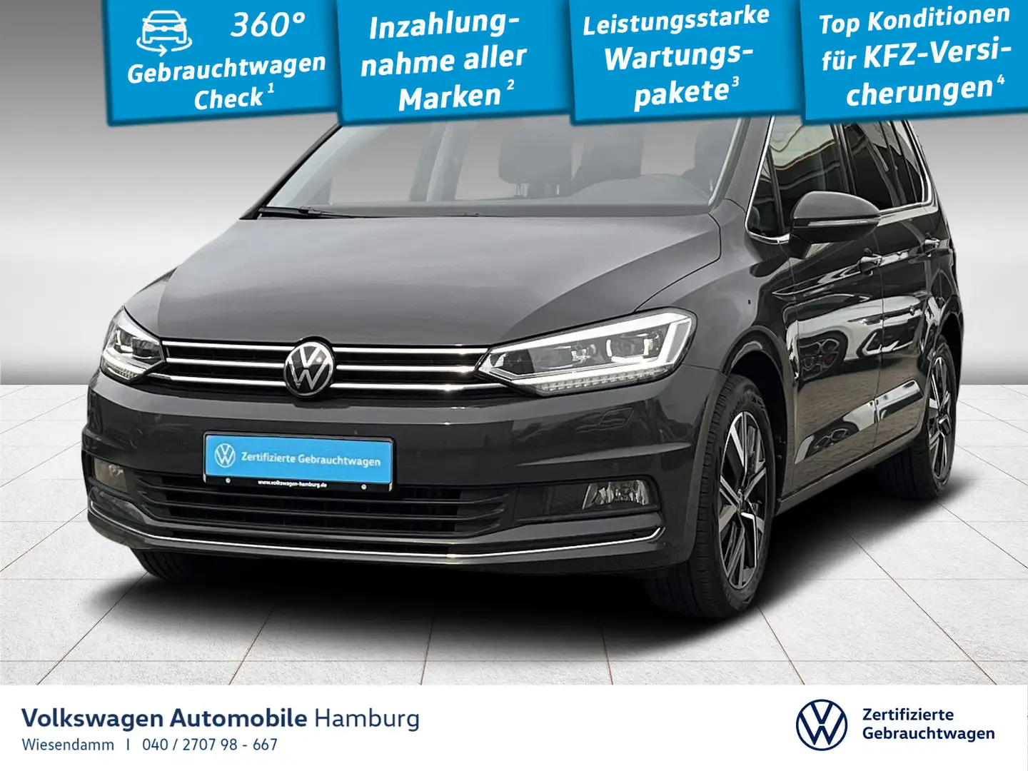 Volkswagen Touran 2.0 TDI DSG Highline AHK/LED/NAVI/SITZHZG Grau - 1