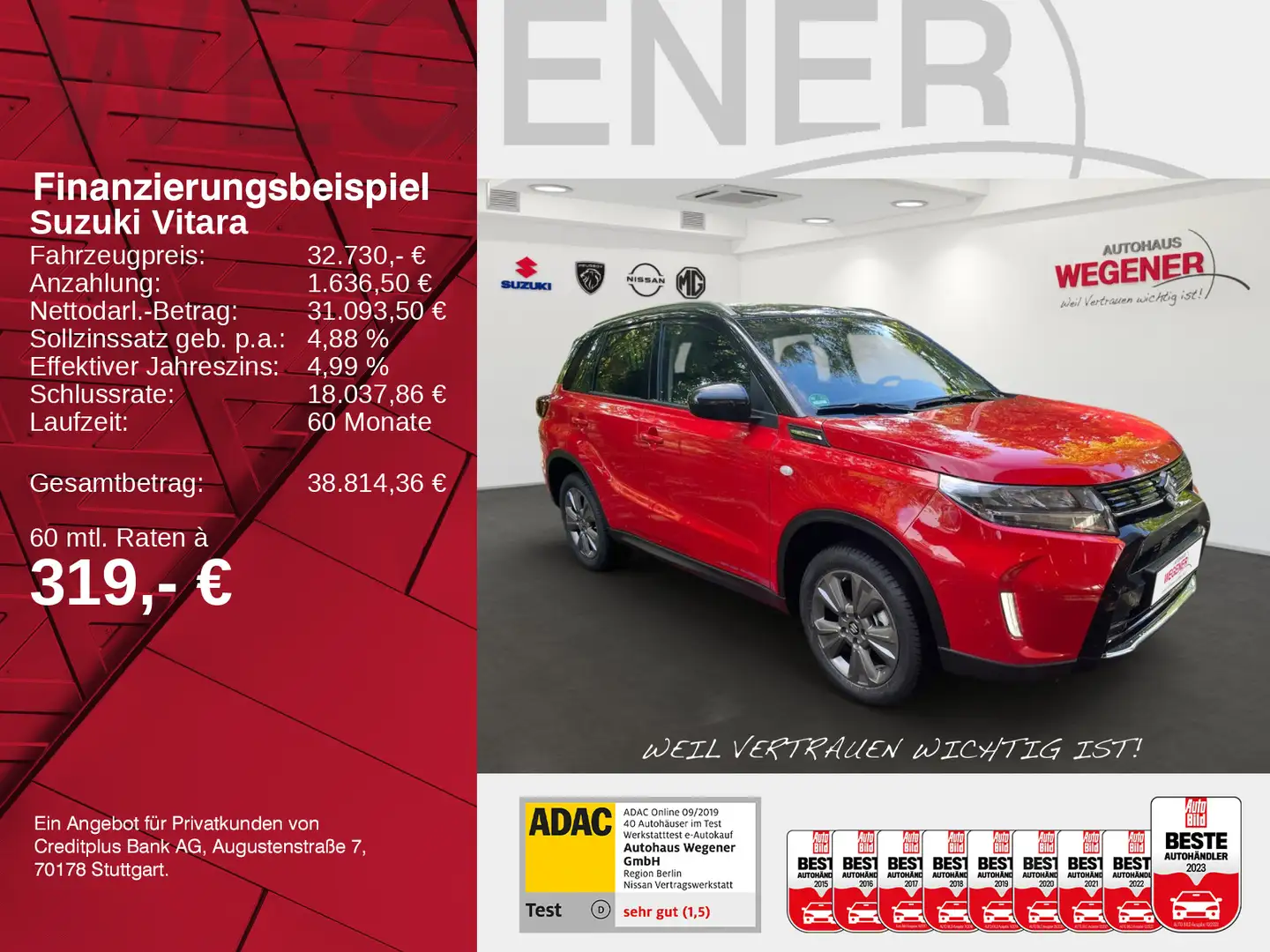 Suzuki Vitara VITARA COMFORT 1,4 6AT LED NAVI KAMERA SHZ Rot - 2
