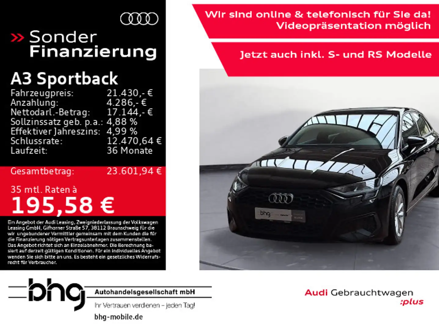 Audi A3 30 TFSI 81(110) kW(PS) *LED*BLUETOO Schwarz - 1