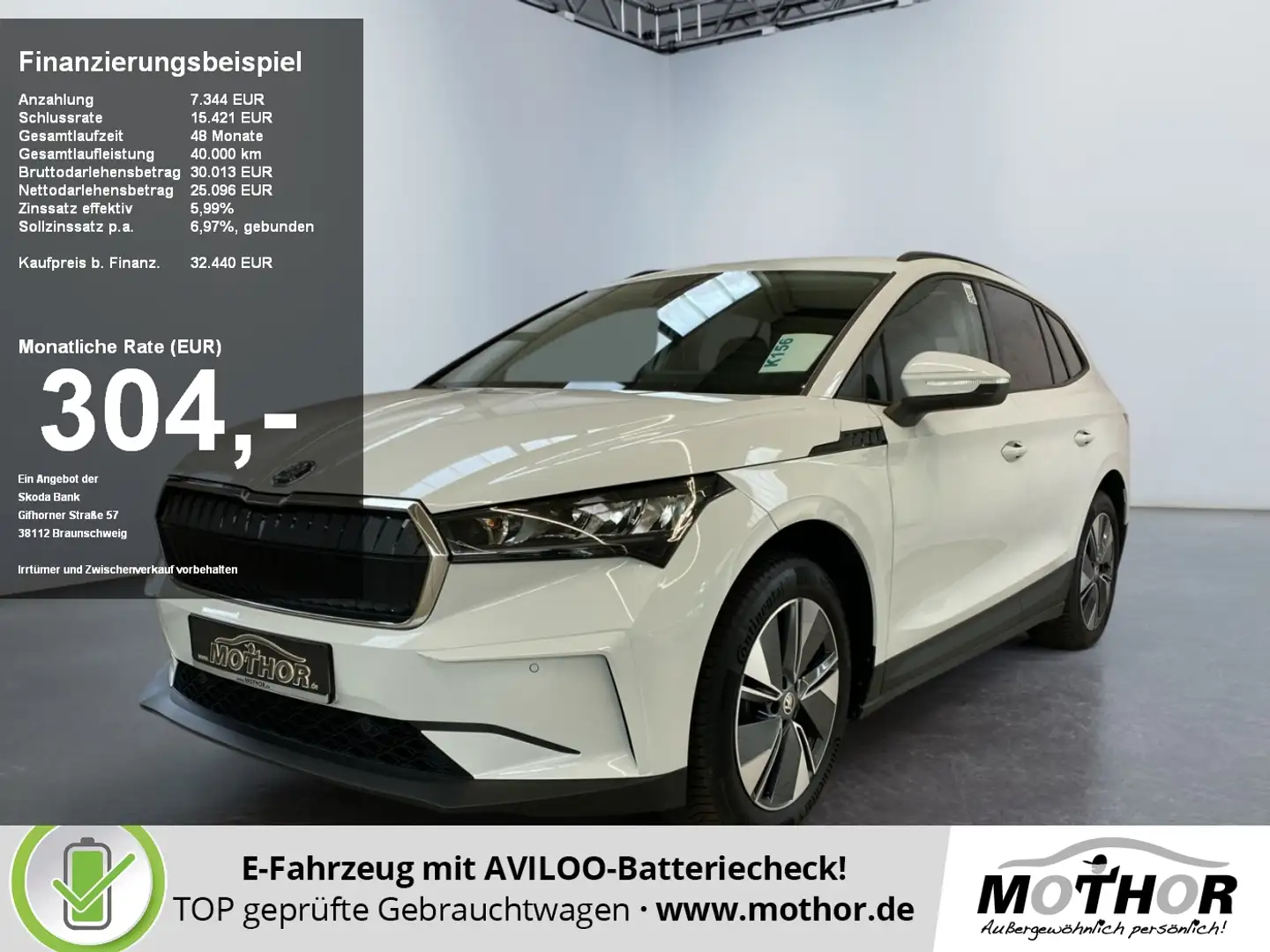 Skoda Enyaq 50 Loft Matrix ACC AUT Akustikglas KeyLess Weiß - 1