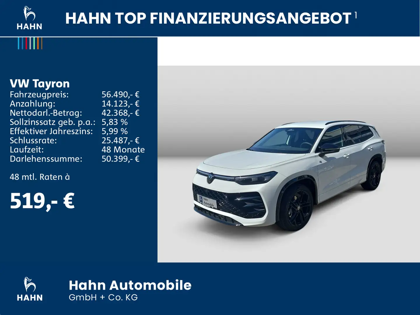 Volkswagen Tayron R-Line 2,0 l TDI SCR 150 PS DSG AHK Blanco - 2