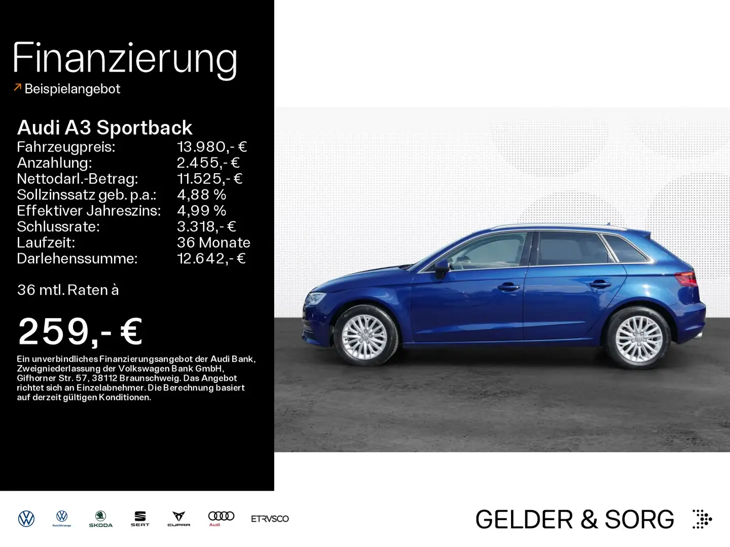 Audi A3 2.0 TDI EPH*Navigation*Sound*GRA Blu/Azzurro - 1