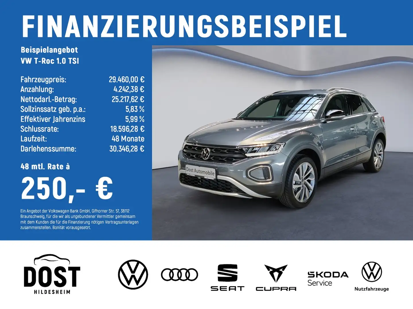 Volkswagen T-Roc 1.0 TSI Goal KAMERA+NAVI+LED Grijs - 2