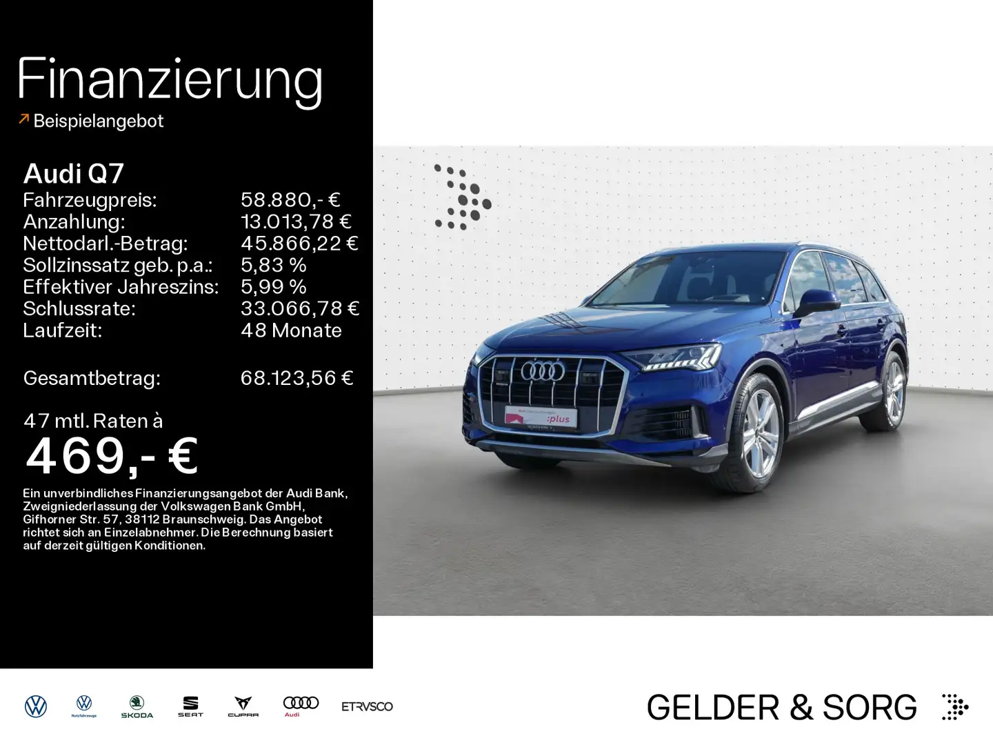 Audi Q7 55 TFSI qu. 7Sitze*AHK*Matrix*AIR*Pano*HuD Blauw - 1