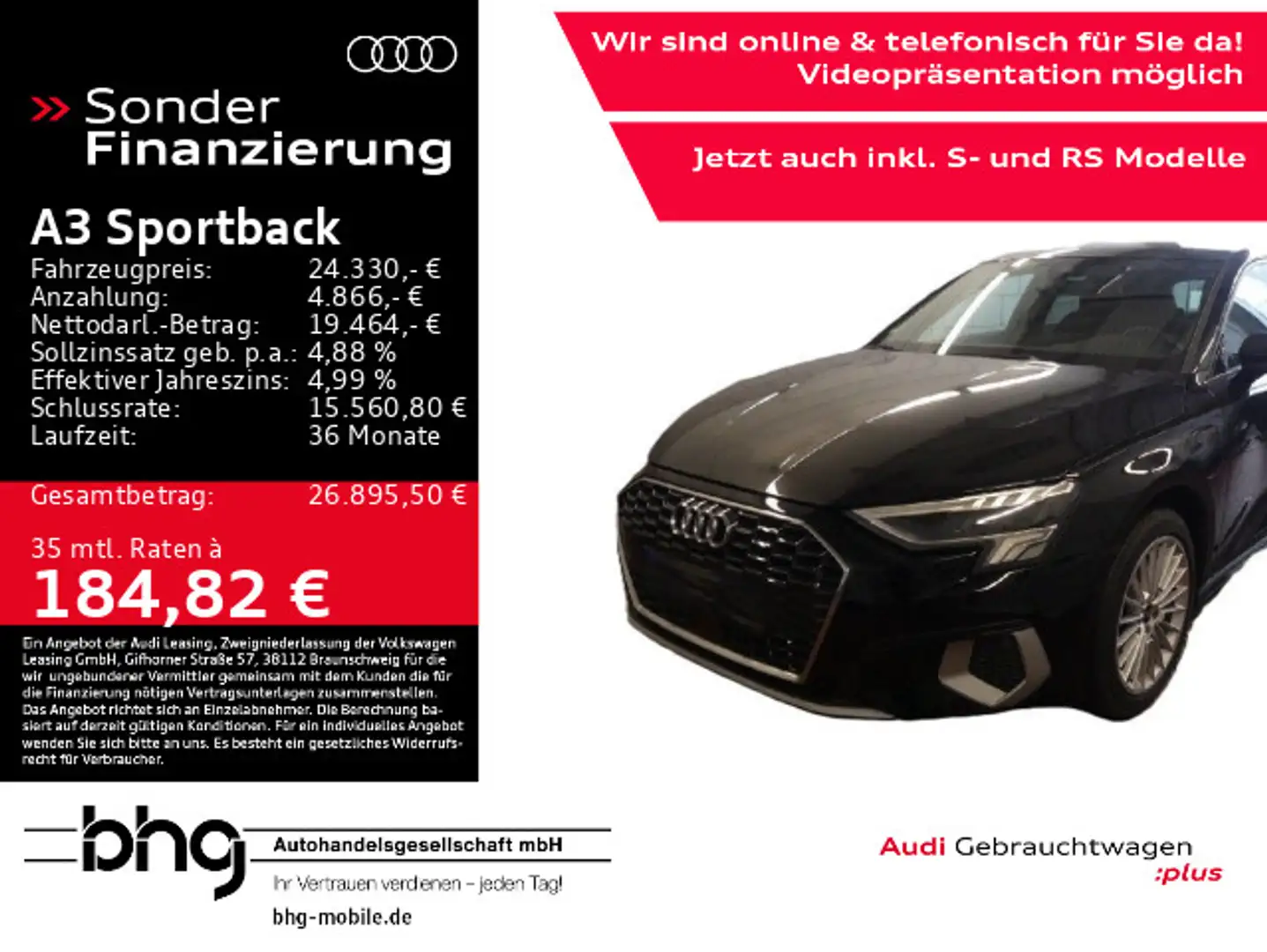 Audi A3 40TFSI e S tronic e-tron Navi conne Schwarz - 1