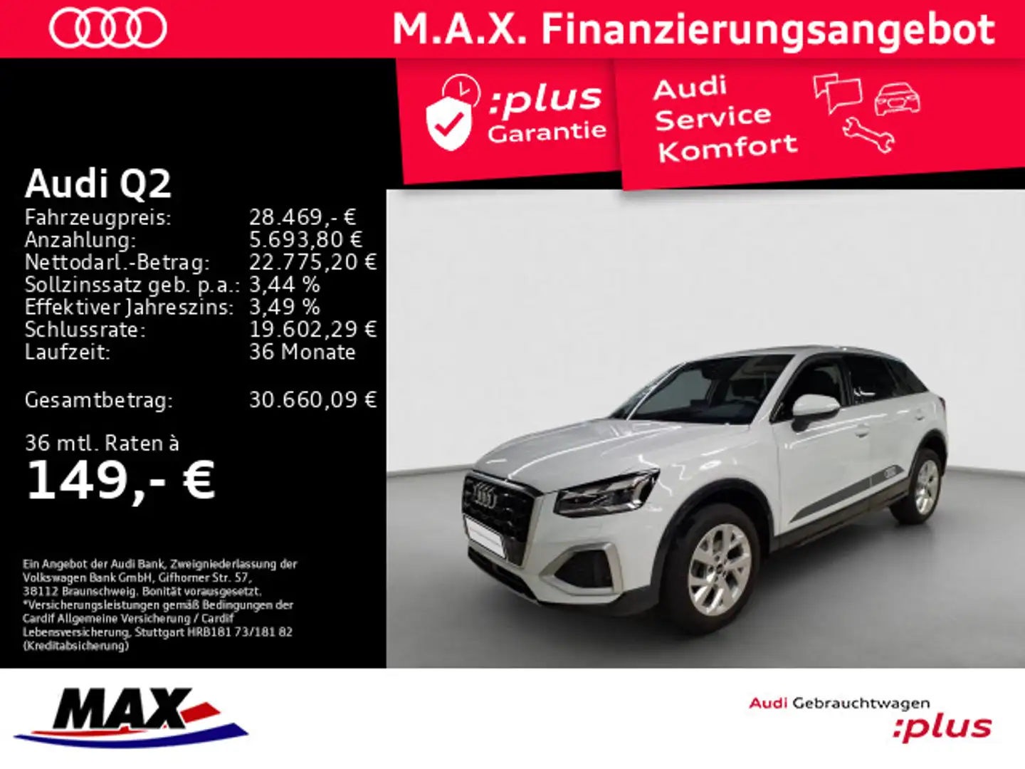 Audi Q2 35 TFSI ADVANCED MATRIX+NAVI+AHK+STANDHZG Weiß - 1