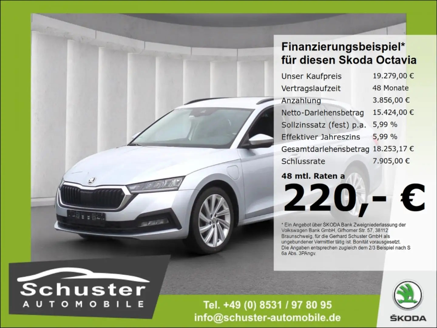 Skoda Octavia Combi iV Hybrid*LED Temp PDC Spurass 18* Silber - 1