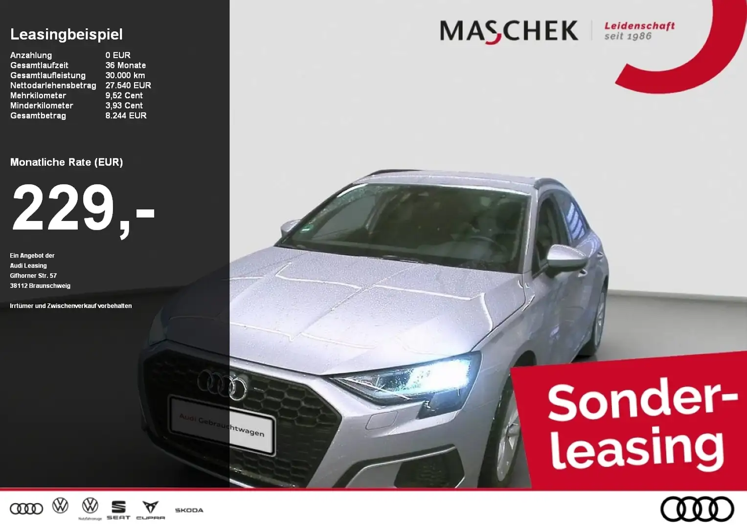 Audi A3 Sportback 30 TDI VCplus Standh Naviplus Parkassist Silber - 1