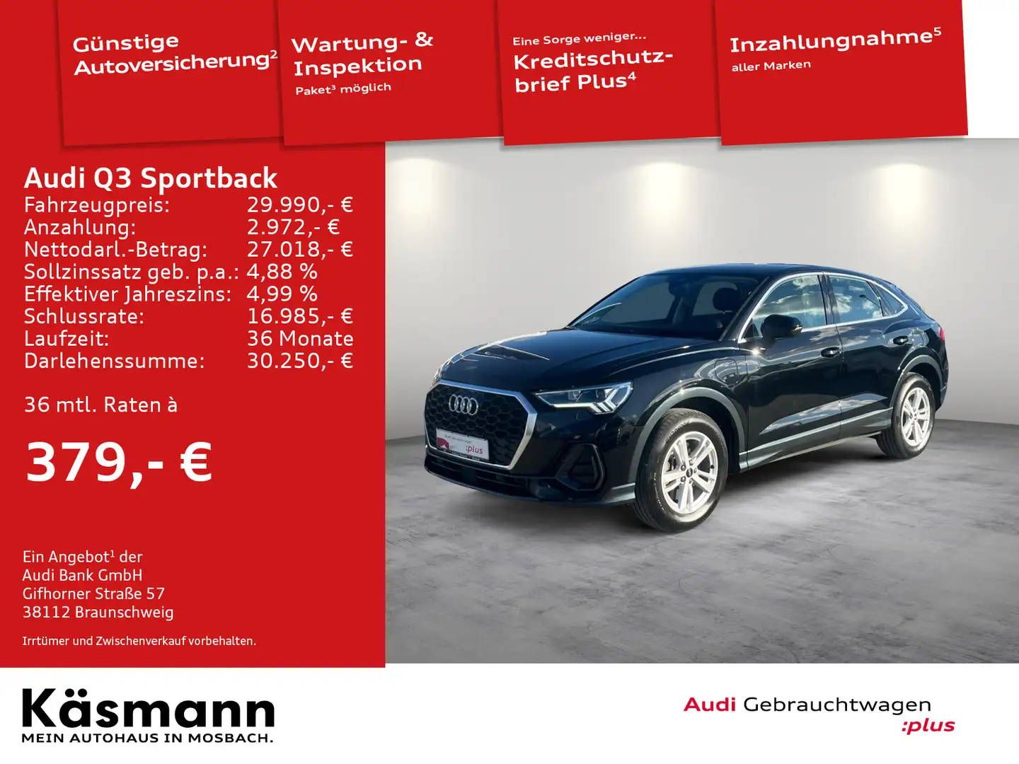 Audi Q3 45TFSIe AHK NAV KAM LED ACC VIRT Schwarz - 1