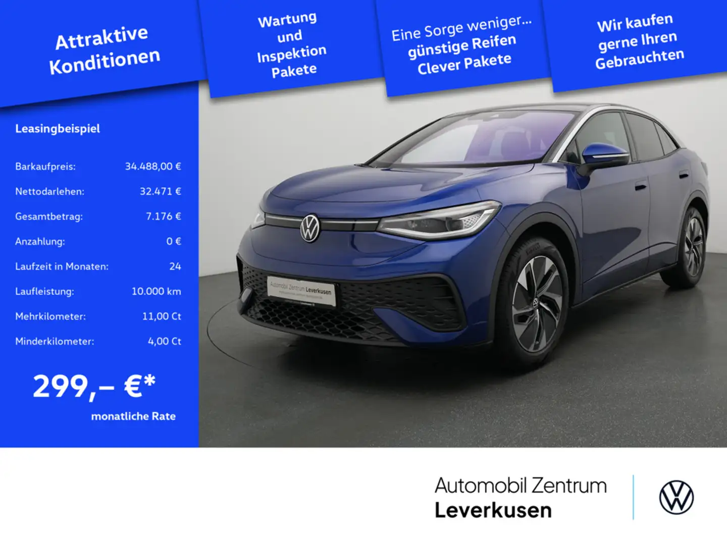 Volkswagen ID.5 Pure MATRIX AHK ACC NAVI VIRT CARPLAY SH Blau - 1