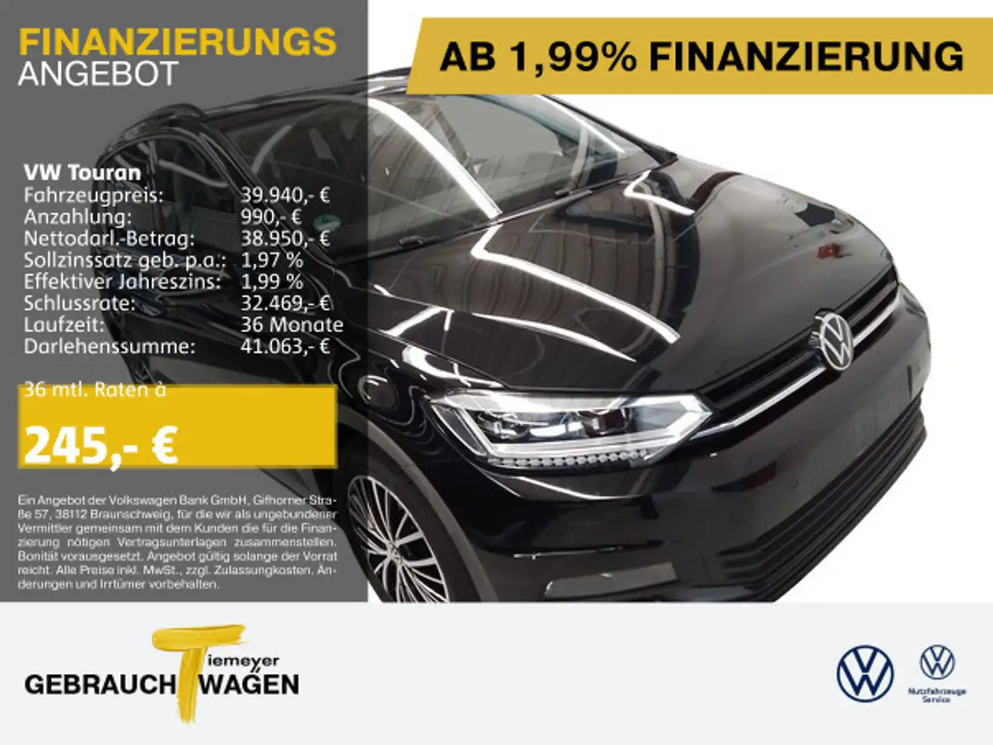 Volkswagen Touran 2.0 TDI DSG NP64 7-SITZE PANO ST.HEIZ AHK Schwarz - 1