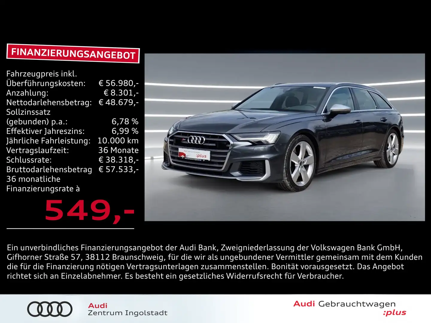 Audi S6 Avant TDI HD-MATRIX Pano STHZG AHK LUFT ACC Grau - 1