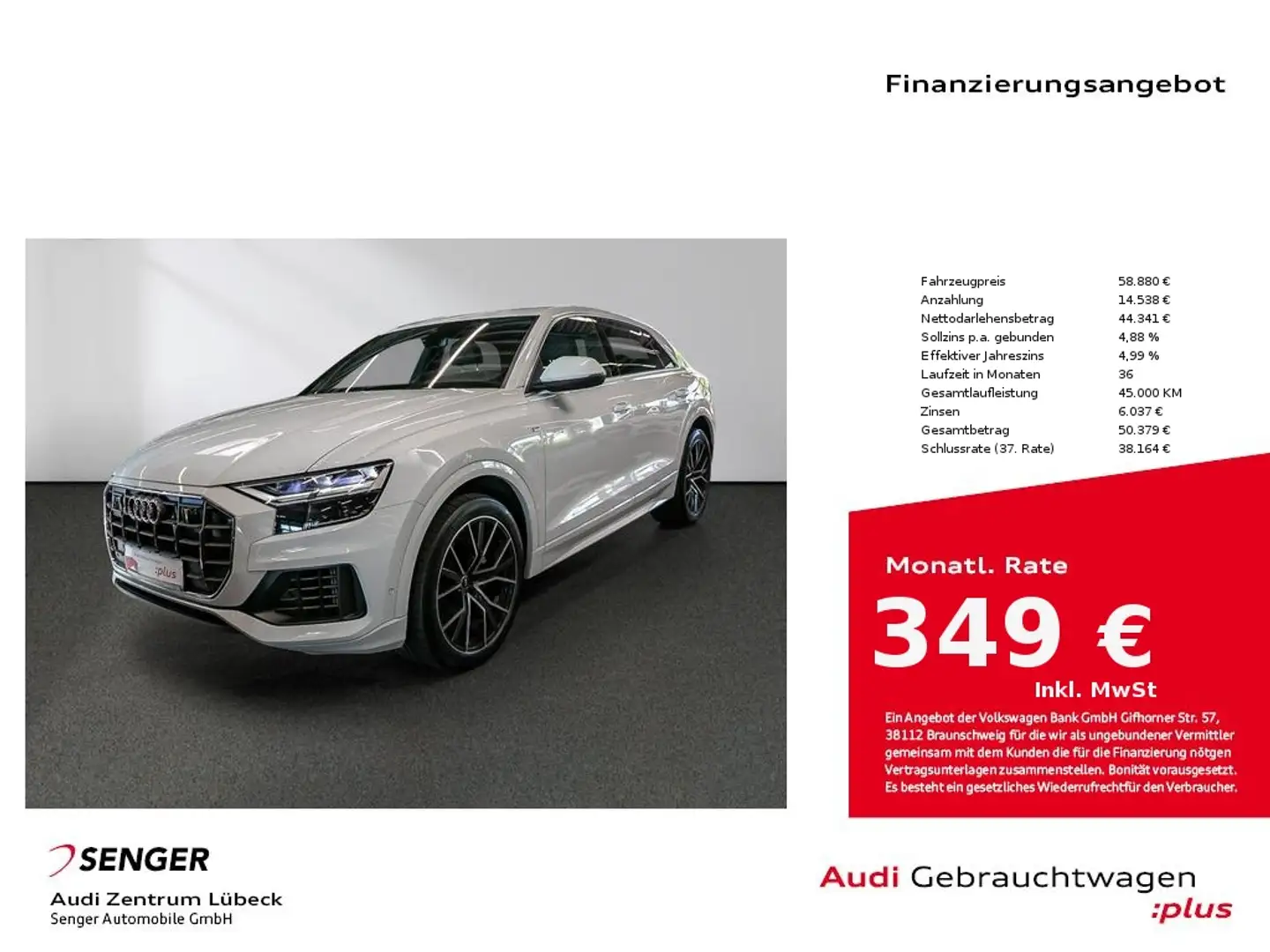 Audi Q8 55 TFSI quattro S line Nav Pano Luft B&O Blanc - 1