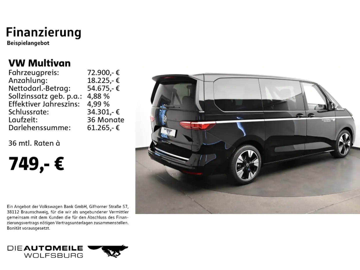 Volkswagen T7 Multivan T7 Multivan LÜ 2.0 TSI OPF DSG Style Schwarz - 2