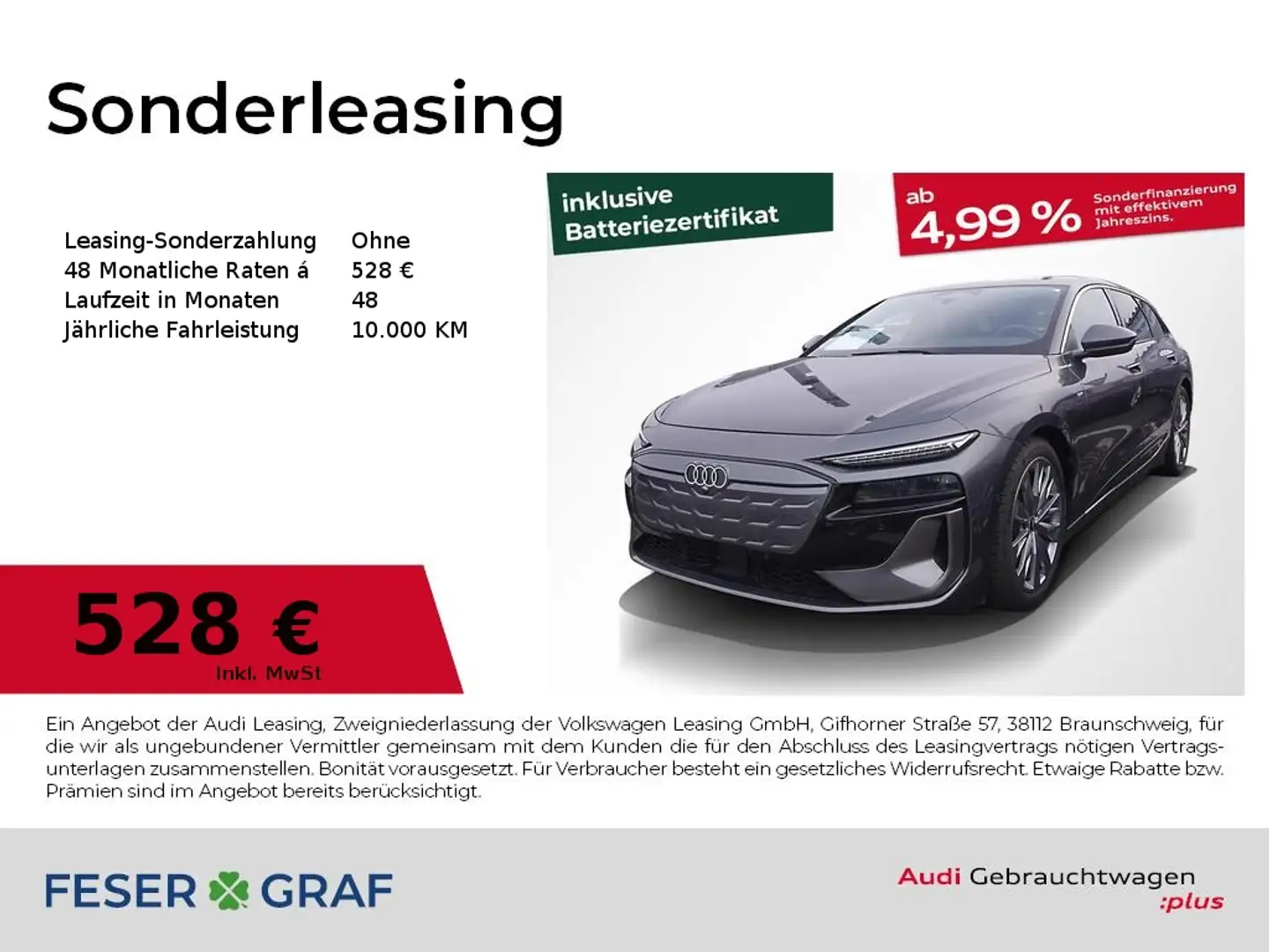 Audi A6 e-tron Avant S line HUD AHK AIR 360° B&O Gris - 1