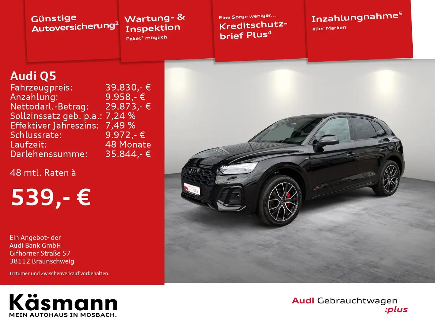 Audi Q5 S line 50 TFSIe qu 2xS line MATRIX KAM NAV Schwarz - 1