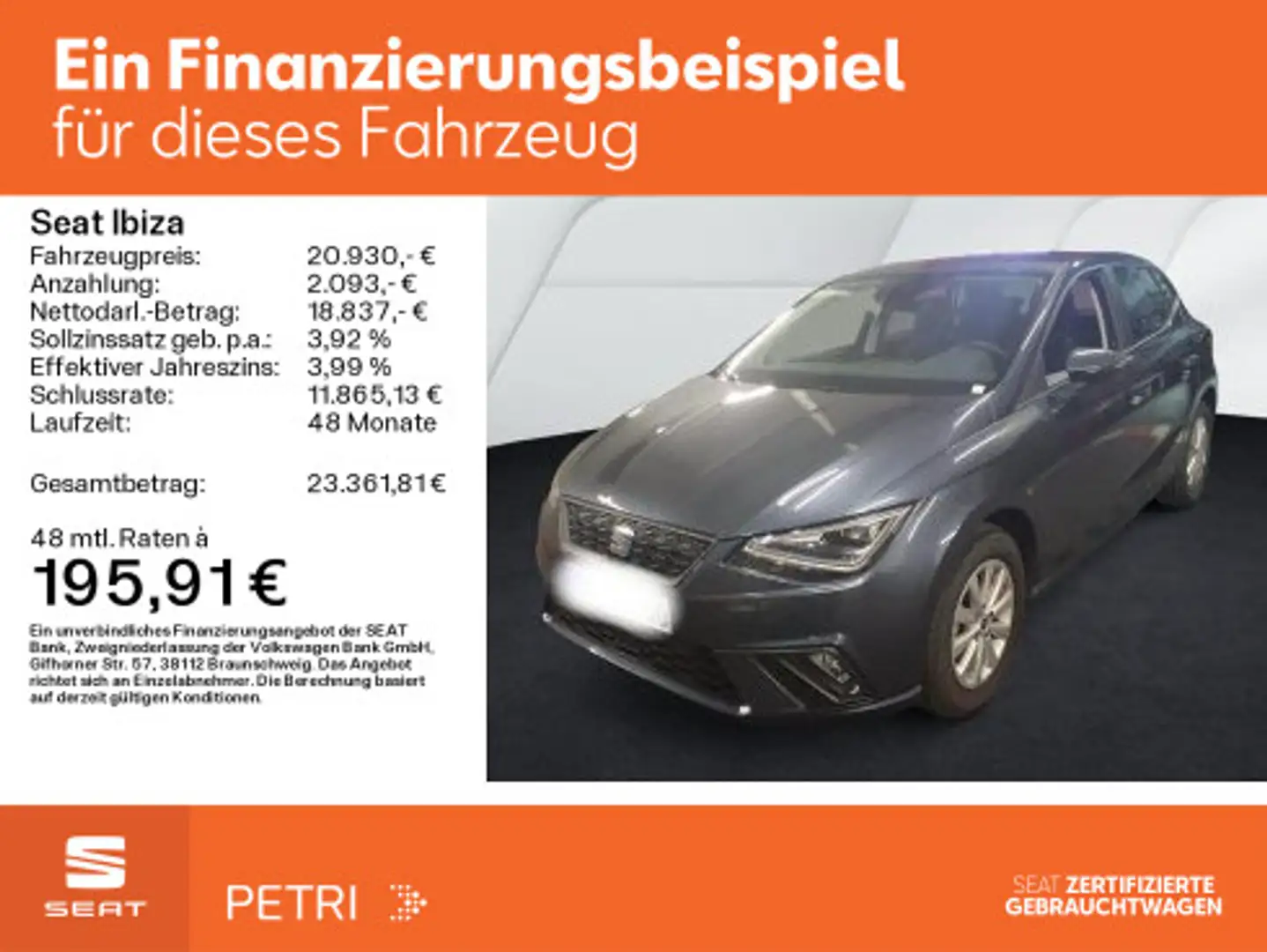 SEAT Ibiza Style 1.0 TSI *NAVI*KAM*SHZ*FullLED*PDC*AP Grau - 2