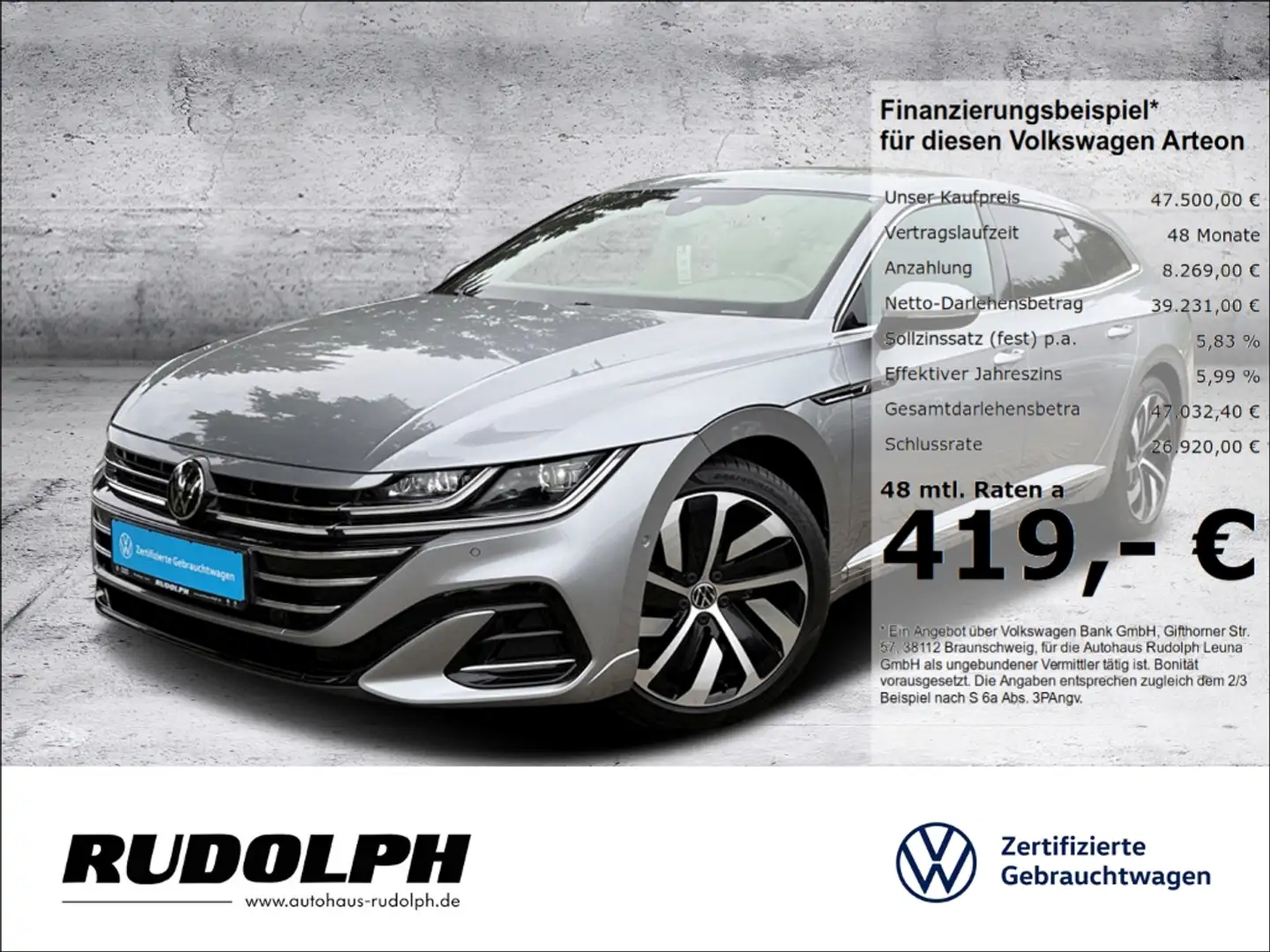 Volkswagen Arteon SB R-Line 2.0 TDI LED Navi SHZ e-Sitze Silber - 1
