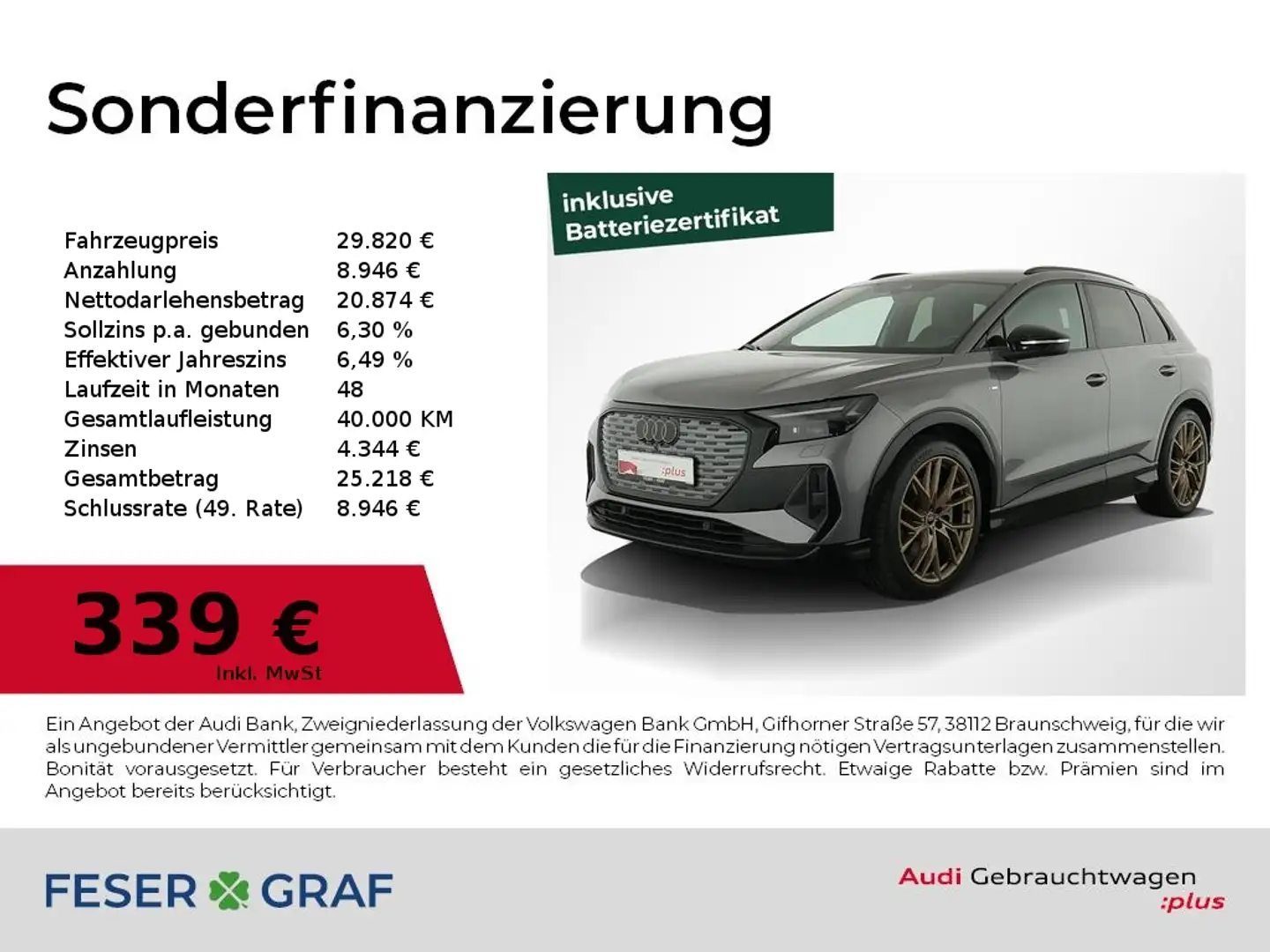 Audi Q4 e-tron 40 e-tron S Line Int Leder,AHK,Navi,Matrix,Dynamik Grau - 1
