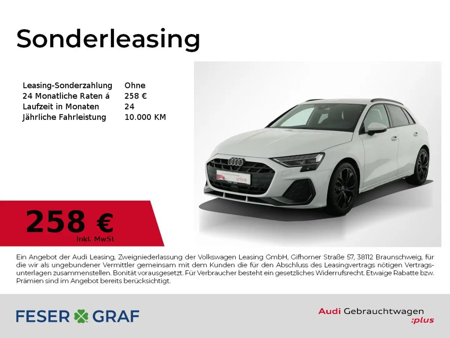 Audi A3 30 TFSI S line Int./Matrix/ACC/AHK/18 Zoll Weiß - 1