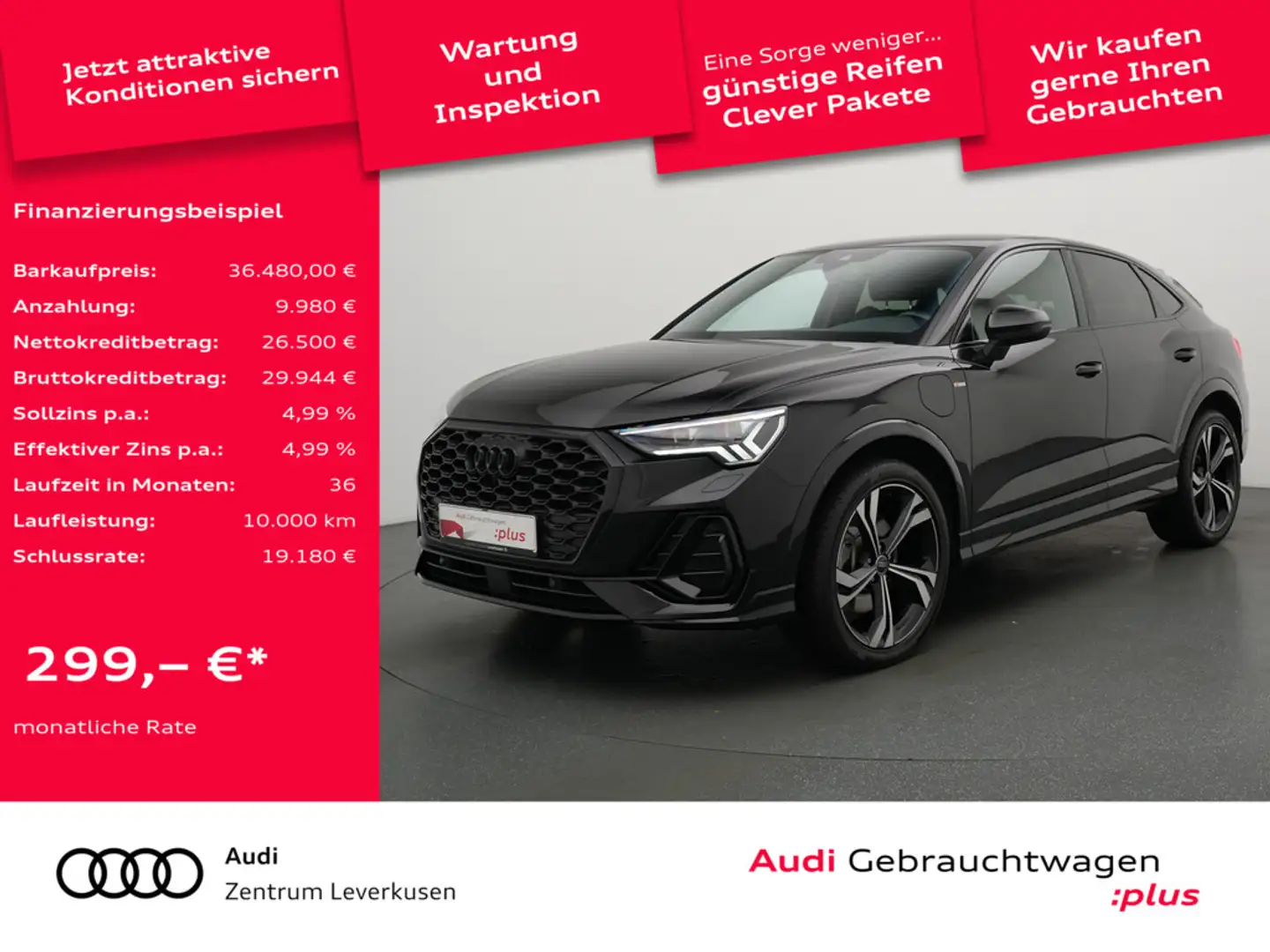Audi Q3 Sportback 45 e S line S-TRON MATRIX LEDER Schwarz - 1