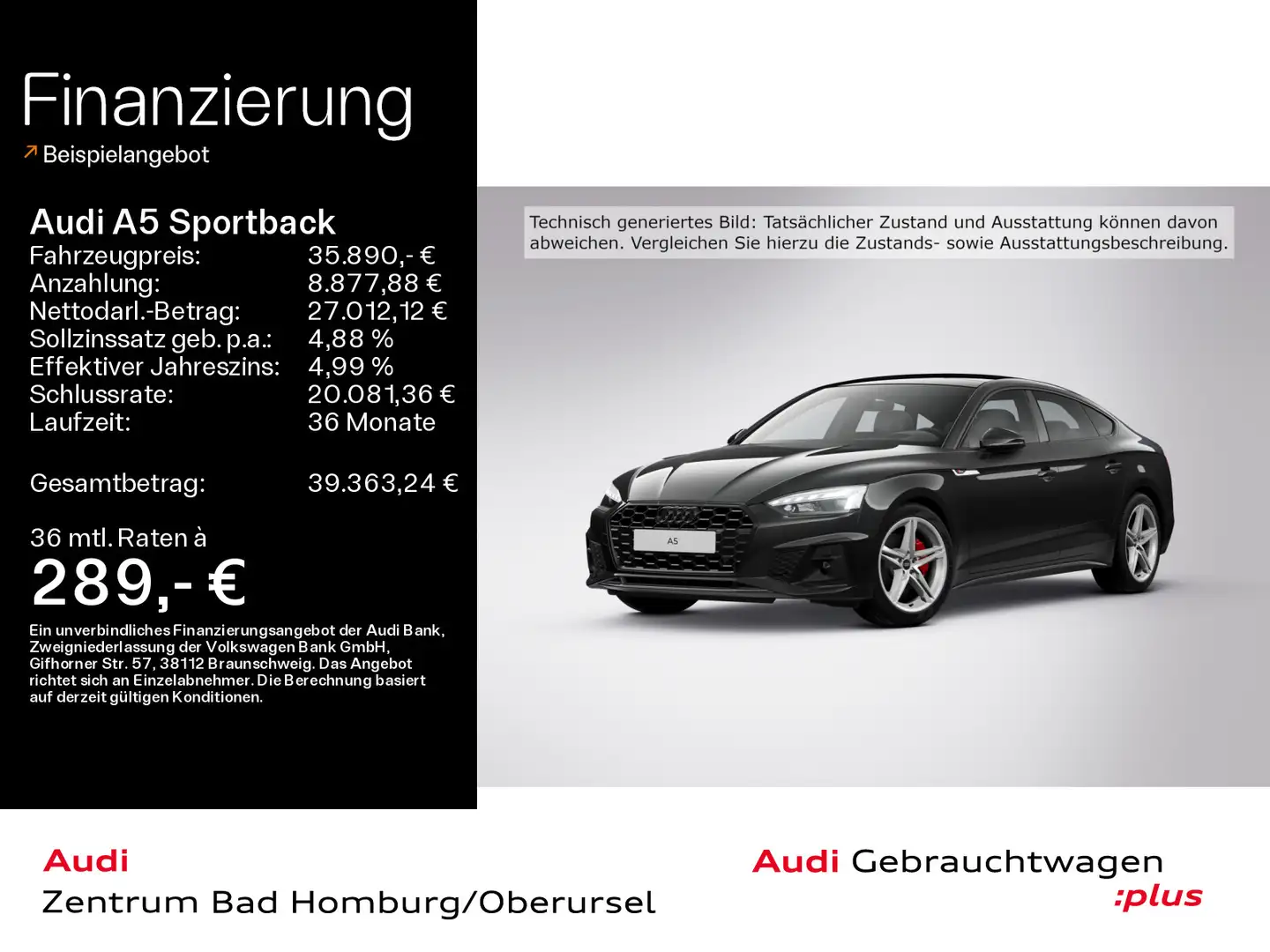 Audi A5 business 40 TDI S line*Navi*Matrix* Schwarz - 1