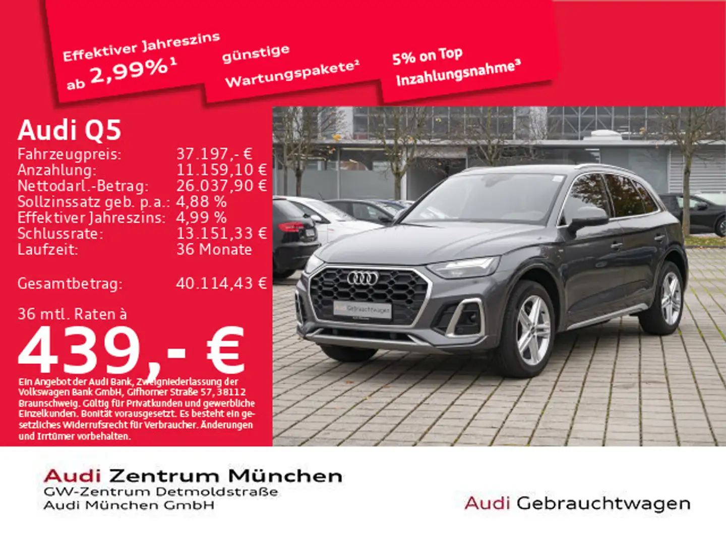 Audi Q5 40 TDI qu. S tronic 2x S line AHK/Virtual+/Ka Grau - 1