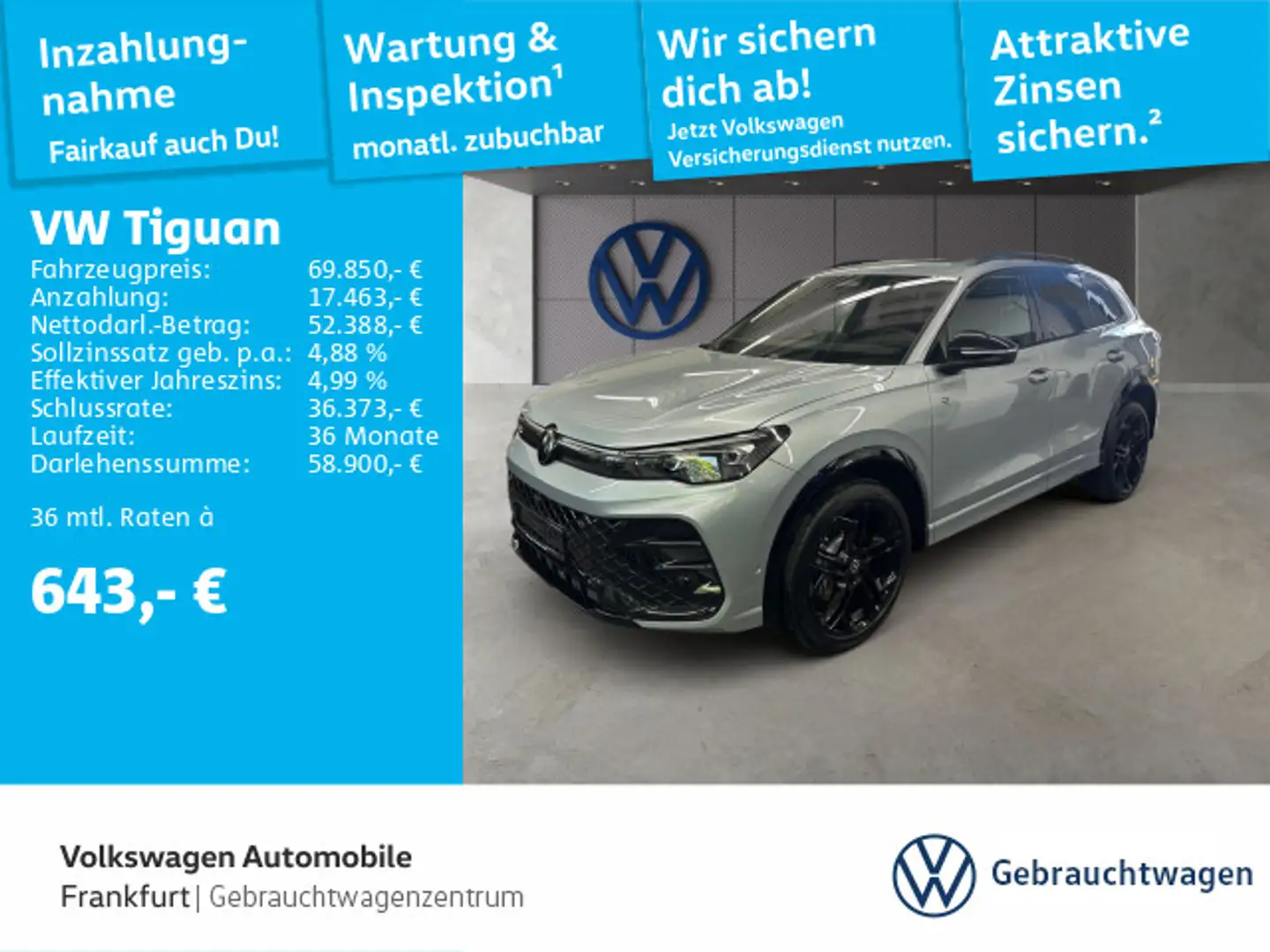 Volkswagen Tiguan 2.0 TSI DSG 4Motion R-Line Navi IQ.Light Silber - 1