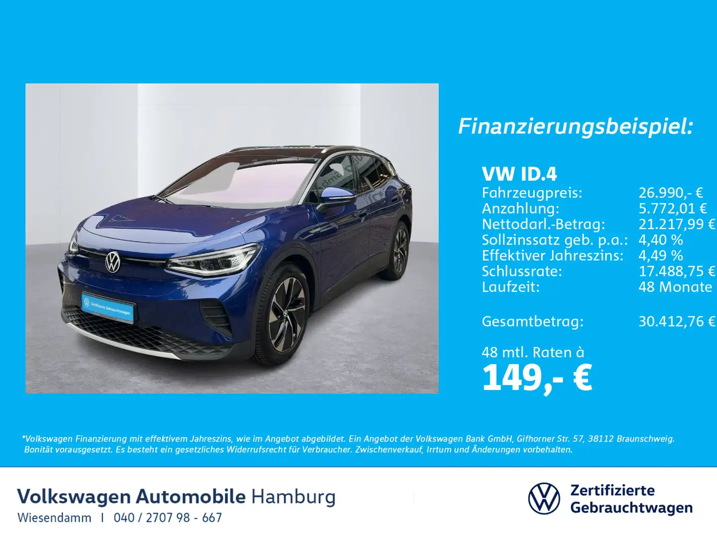 Volkswagen ID.4 Pure Performance LED 360°Kamera Pano Schwarz - 1
