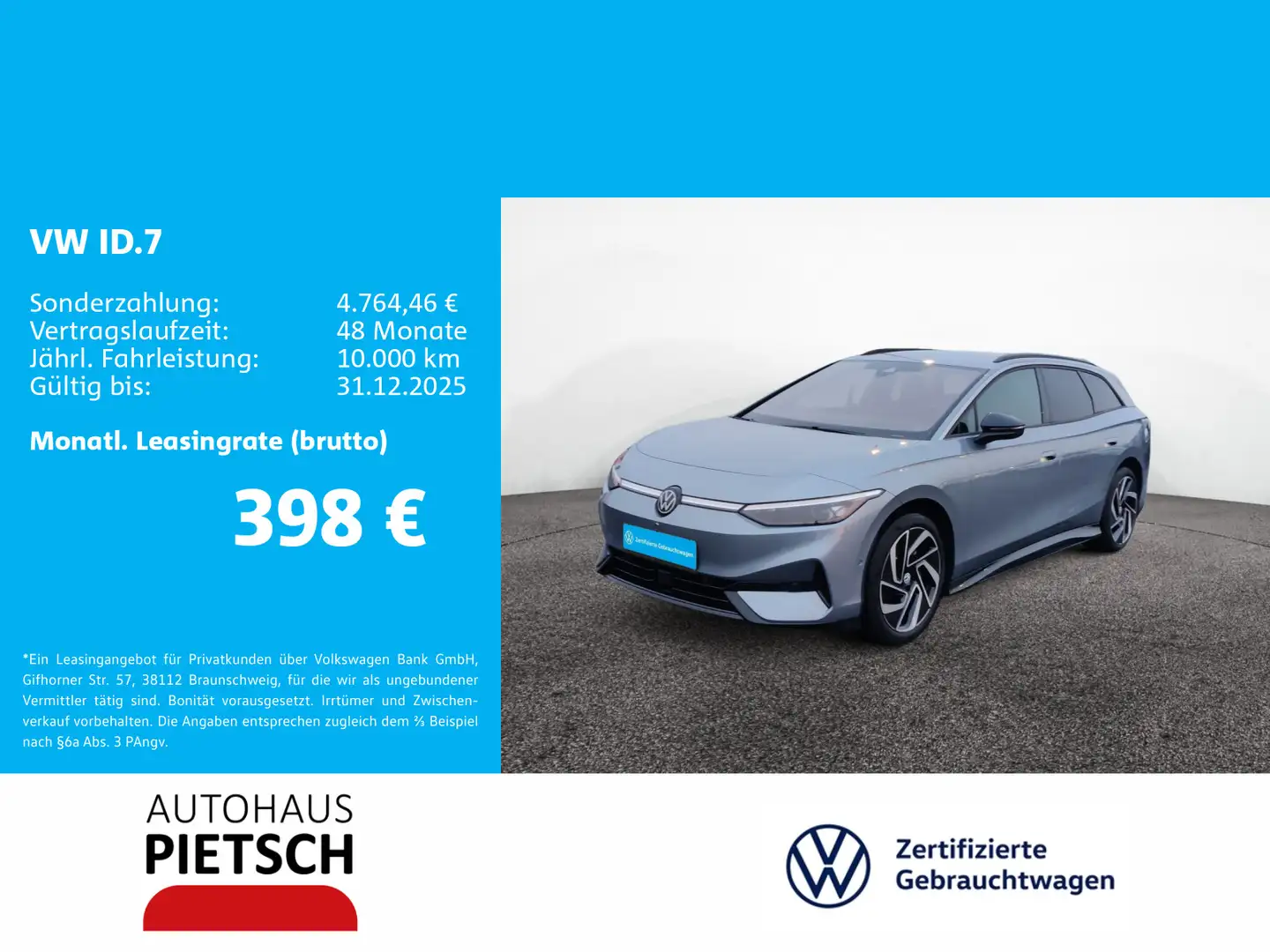 Volkswagen ID.7 Tourer Pro 77 kWh AHK Matrix DCC 360°Kamera Blau - 1