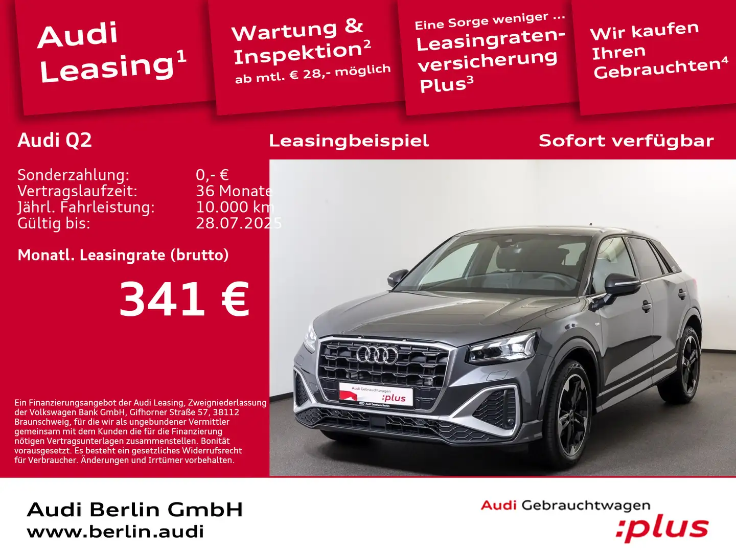 Audi Q2 S line 35 TFSI S tr. AHK MATRIX SONOS LEDER Grau - 1