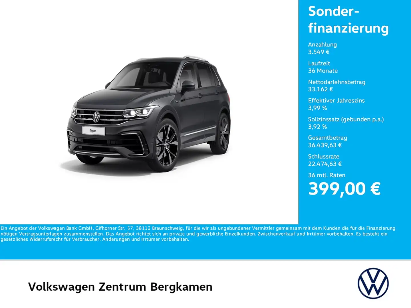 Volkswagen Tiguan 2.0 R-LINE 4X4 LEDER AHK CAM ACC LM18 NAVI Grau - 1
