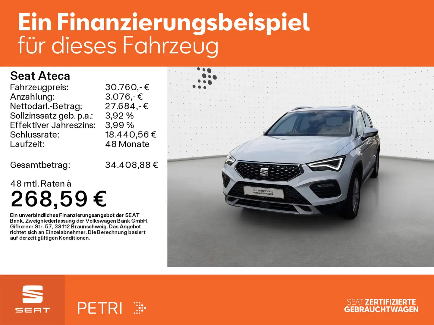 SEAT Ateca Xperience 1.5 TSI AHK*RFK*2025*LED*Navi*AC Weiß - 2