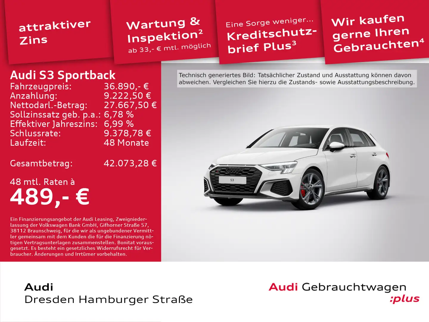 Audi S3 2.0 TFSI quattro Matrix S tronic Weiß - 1
