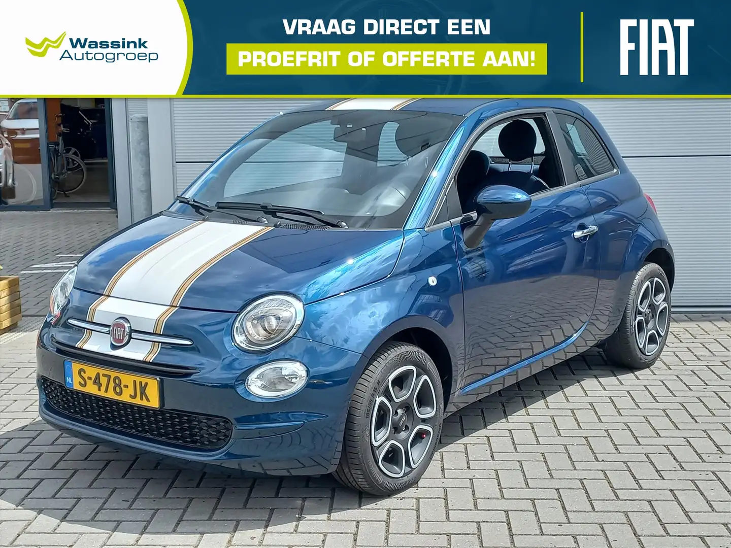 Fiat 500 1.0 70pk Hybrid Club | Airconditioning | Navigatie Bleu - 1