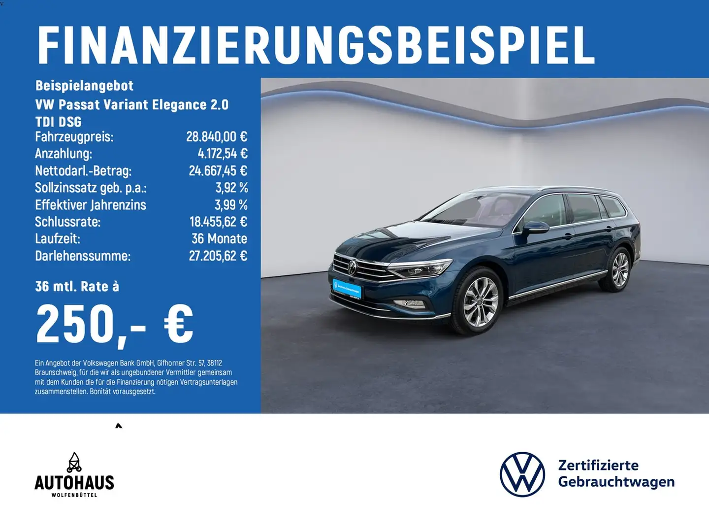 Volkswagen Passat Variant Elegance 2.0 TDI DSG HuD CAM PANO Bleu - 2